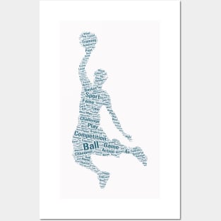 Basket Ball Player Silhouette Shape Text Word Cloud Posters and Art